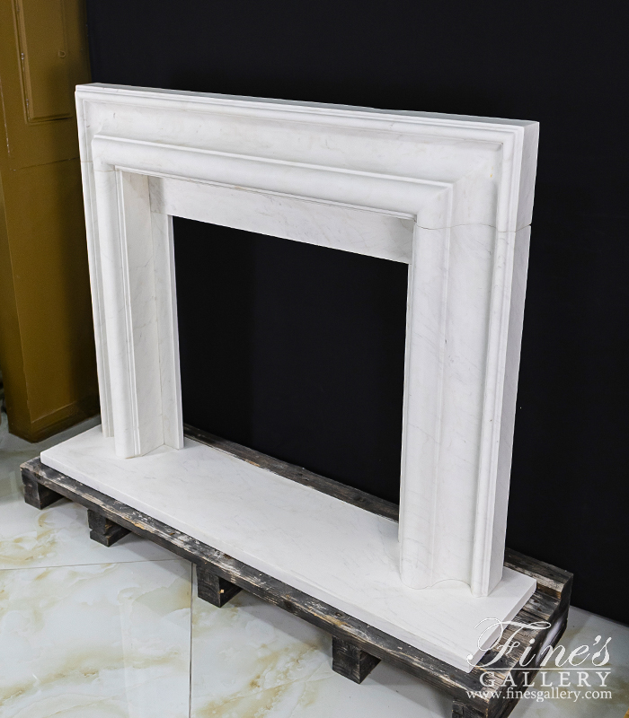 Marble Fireplaces  - Bolection Style Fireplace Mantel In Statuary White Marble - MFP-747